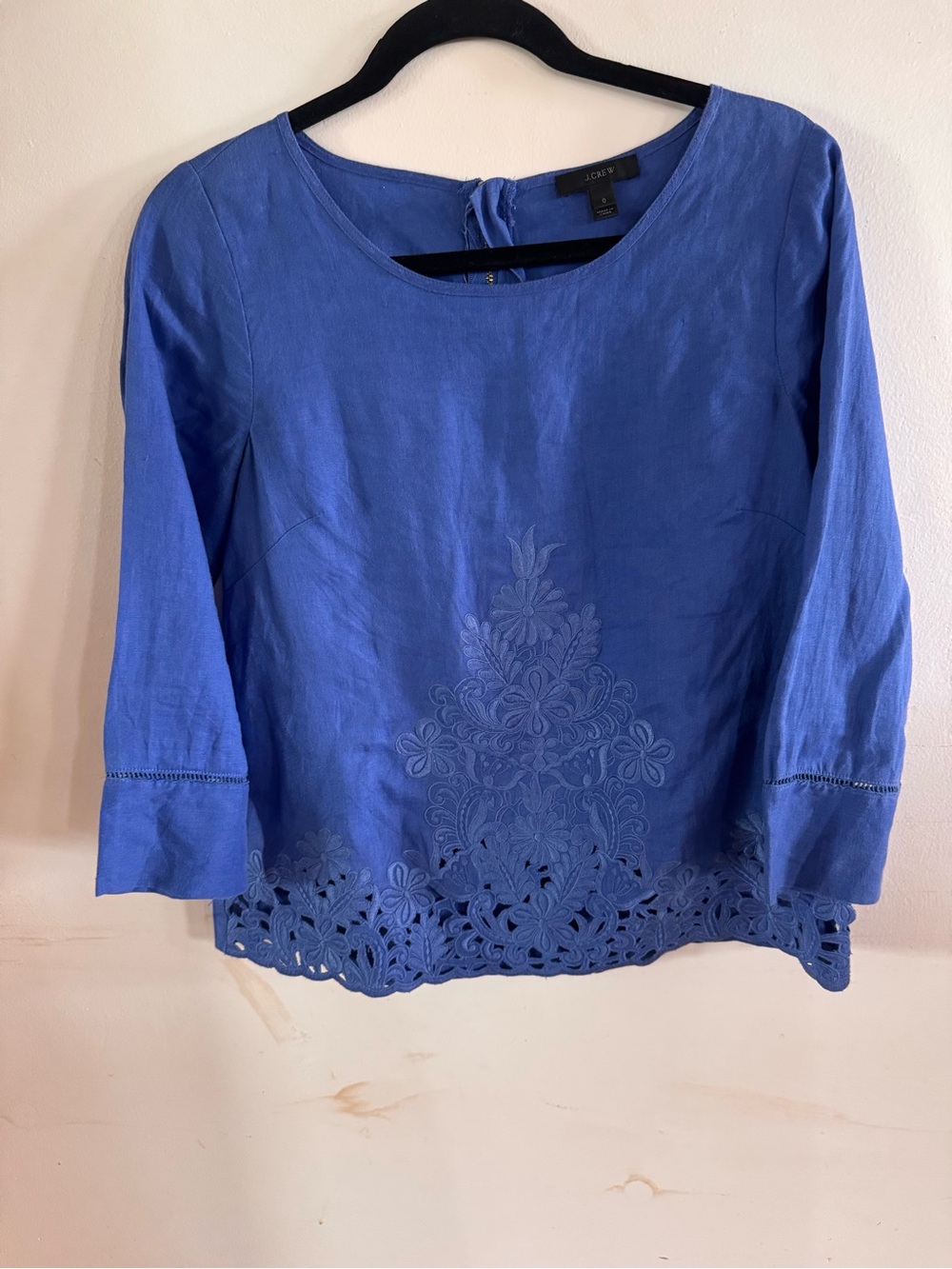 J. Crew Women’s 0 Linen Eyelet Blouse Summer Formal Wedding Feminine